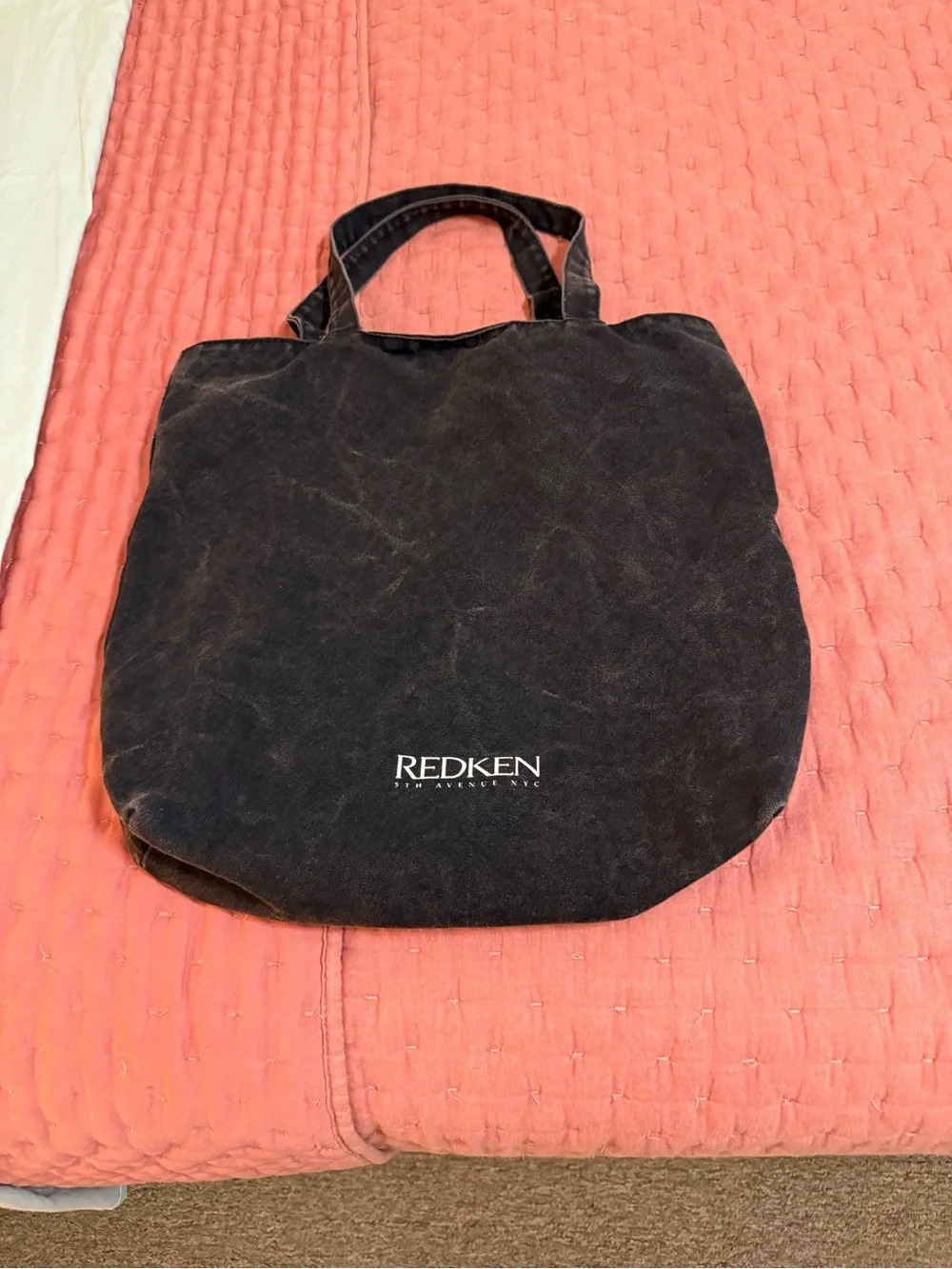 Redken Black denim Tote Bag with Pink Heart Graphic